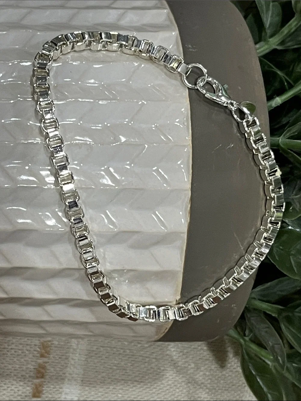 Venetian Sq Box Design Sterling 925 Bracelet ~New~